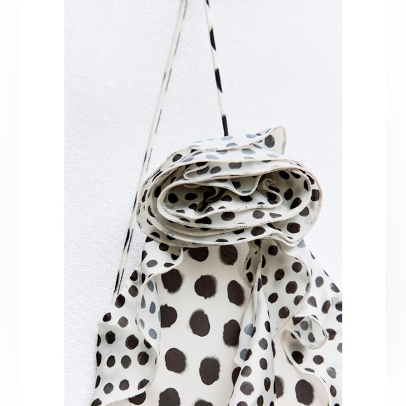 Zara RUFFLED SATIN EFFECT POLKA DOT DRESS - Picture 3 of 11